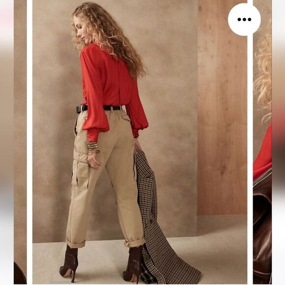 NWT Banana Republic Balloon-Sleeve button down Shirt navy blue - Picture 5 of 8